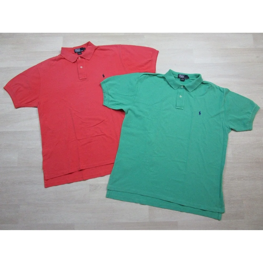 Vintage 90s POLO Ralph Lauren Polo Shirt Men's (L)‎ Lot of 2 Preppy Rugby Pastel